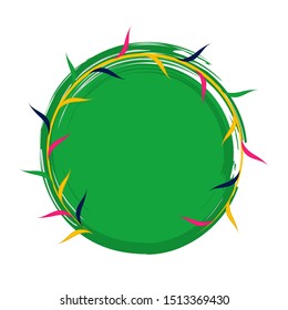 Isolated green label with thorns - Vector illustration