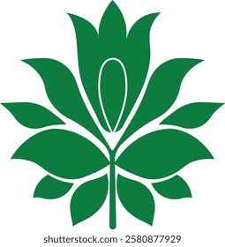 Isolated green leaf in minimalistic style