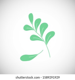 Isolated green leaf. Simple silhouette in scandinavian style. Icon element for winter ad, logo, background. Vector Illustration