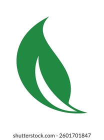 Isolated green leaf vector illustration on a white background. Symbol of nature and eco concept