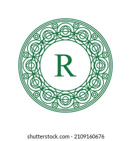 Isolated green logo design with letter on white background