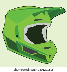 isolated green motocross helmet vector image with outline