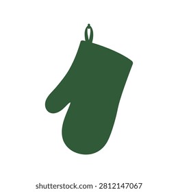 Isolated green oven mitt vector set for safe cooking, baking, and daily kitchen handling illustrations.