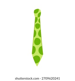 Isolated green polka dot tie, showcasing a bright and playful patterned clothing accessory, representing fashion, style, individuality, and professional wear