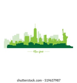 Isolated green skyline of New York, Vector illustration