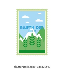 Isolated green sticker with text and elements for earth day