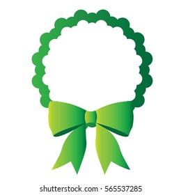 Isolated green tag with a ribbon, Vector illustration