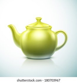Isolated green teapot, eps 10.