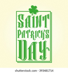 Isolated green text with a clover for patrick's day
