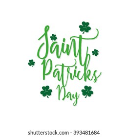 Isolated green text with clovers for patrick's day