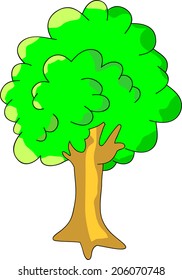Isolated green tree on a white background