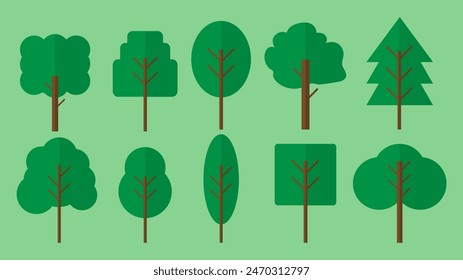 Isolated green trees etc. , flat design , isolate vector