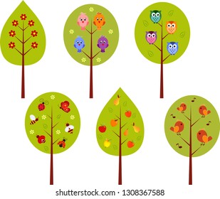 Isolated Green Trees Vectors