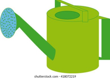 isolated green watering can, vector illustration