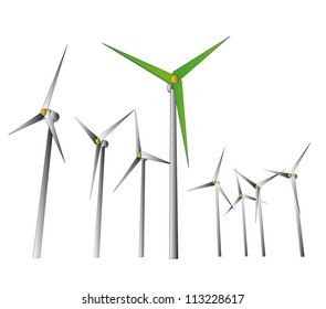 isolated green wind energy powerful system vector illustration