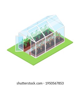Isolated greenhouse on a white background. Flat vector isometric illustration. svg
