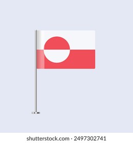 Isolated Greenland Table Flag on Pole, Greenlandic Flag Vector Design for Print and Web