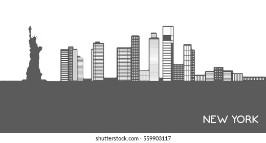 Isolated grey cityscape of New York, Vector illustration