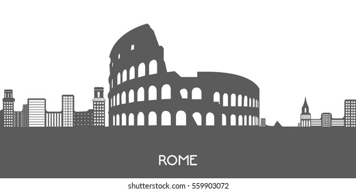 Isolated grey cityscape of Rome, Vector illustration