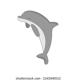 Isolated grey dolphin animated animals jungle vector illustration