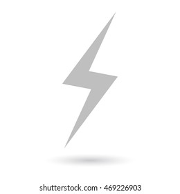 Isolated grey lightening. Concept of charging, speed, fast internet or electricity.