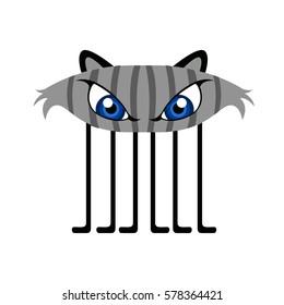 Isolated grey monster with a lot of legs, Vector illustration