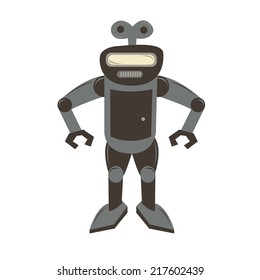 an isolated grey robot on a white background