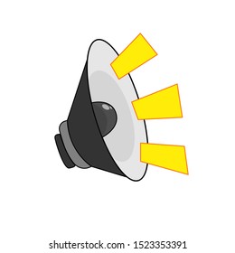 Isolated grey speaker with yellow sound effect