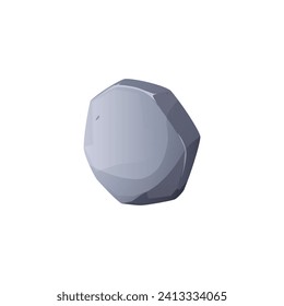 Isolated grey stone, flat cartoon style vector illustration for game design on white background. Boulder or gem, part of rock. Simple icon cobblestone. Nature object for app and ui.
