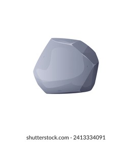 Isolated grey stone, flat cartoon style vector illustration for game design on white background. Simple icon cobblestone. Boulder or gem, part of rock. Nature object for app and ui.