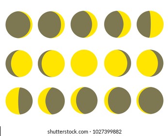 isolated grey and yellow  simple moon calendar icon set flat vector design