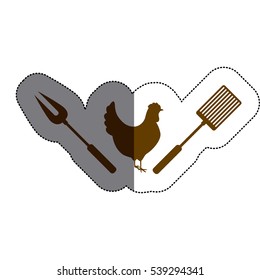 Isolated grill and chichen meat design