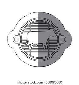 Isolated grill and cow meat design