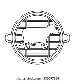 Isolated grill and cow meat design