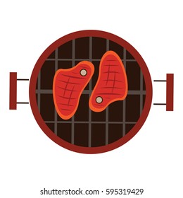 Isolated grill with a pair of meats, Vector illustration