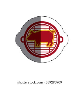 Isolated grill and pork meat design