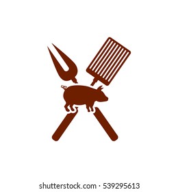 Isolated grill and pork meat design