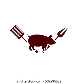 Isolated grill and pork meat design