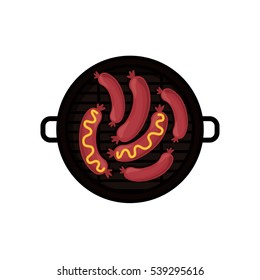 Isolated grill and sausage design