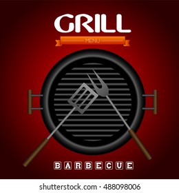 Isolated grill with silverwares, Barbecue Vector illustration