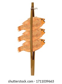 isolated Grilled fish on white background vector design