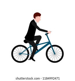 Isolated groom on a bicycle. Marriage concept image. Vector illustration design