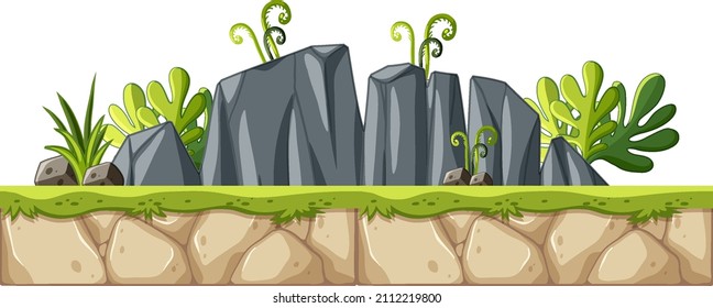 Isolated ground with nature elements illustration