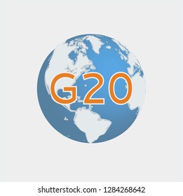 Isolated group of 20 on a World Globe. Vector.