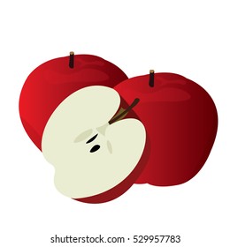 Isolated group of apples on a white background, Vector illustration