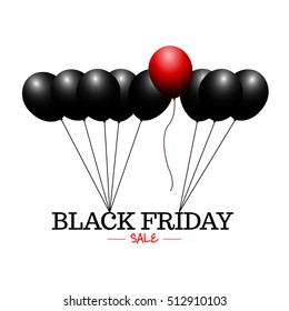 Isolated group of balloons, Black friday vector illustration