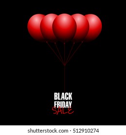 Isolated group of balloons, Black friday vector illustration