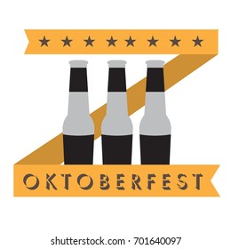 Isolated group of beer bottles and a ribbon, Oktoberfest vector illustration