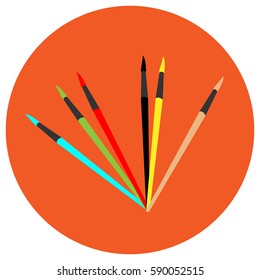Isolated group of brushes on a sticker, Vector illustration