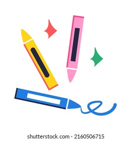 Grupo aislado de crayones icono Suministro escolar Diseño plano Ilustración vectorial